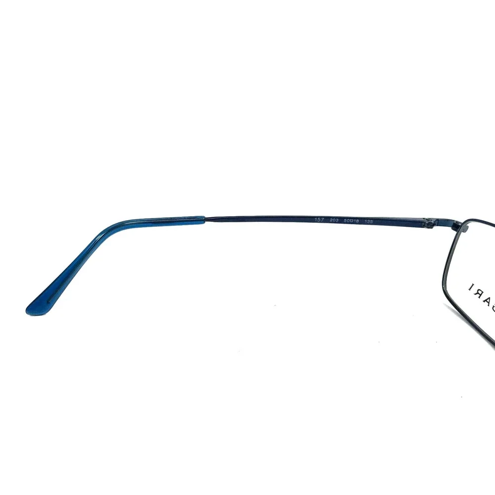 Bvlgari Eyeglasses Frames 157 203 Polished Blue Rectangle Wire Rim 50-18-135